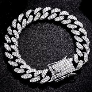 Silver Plated Bracelet 10 mm. x 8 in. CZ Diamond Men's Vtg Fashion Birthday Gift